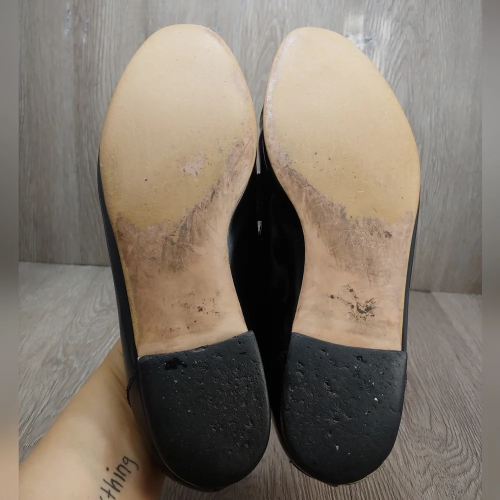 J. Crew Academy Penny Loafer Italian Leather SlipOn Muted Black Patent 8.5 J8501